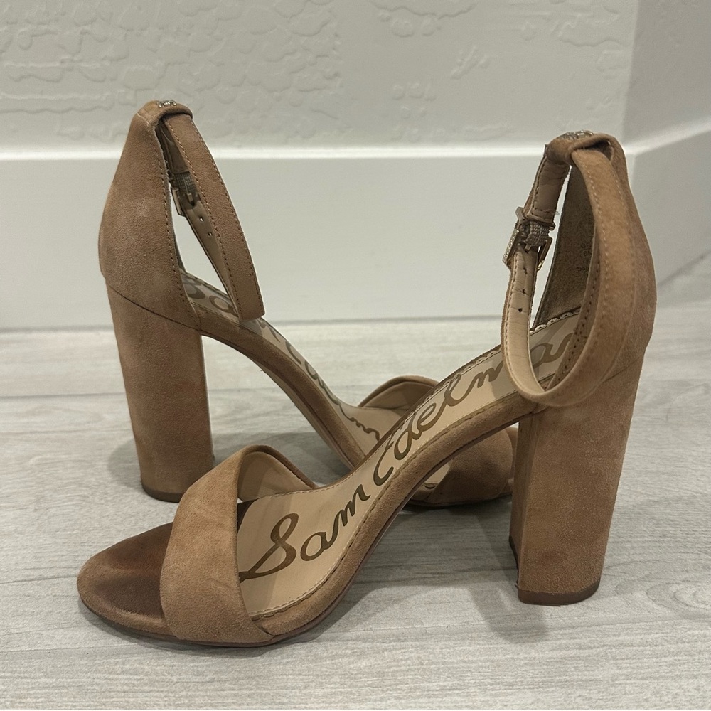 Sam Edelman Yaro Block Heel Sandal Tan Suede